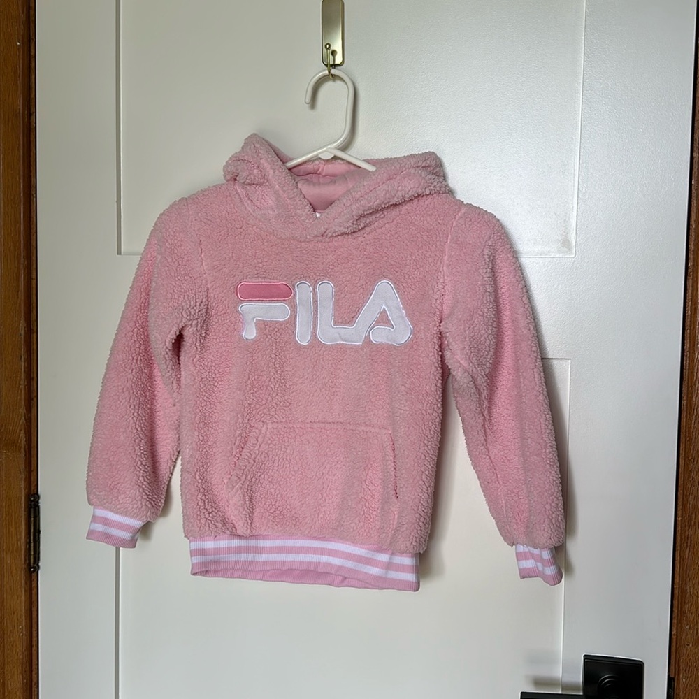 Fila Pink Fuzzy Hoodie Sweater size 6